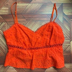 🧡 NEW bright orange detailed crop top with adjustable straps